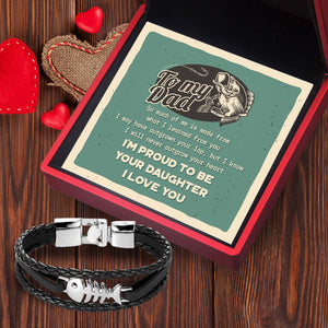 Fish Leather Bracelet - Fishing - To My Dad - From Daughter - I'm Proud To Be Your Daughter - Ukgbzp18002