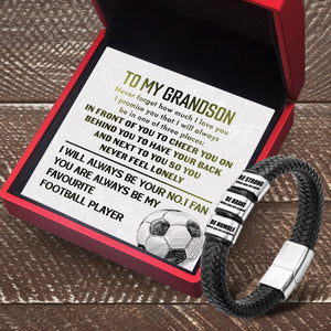 Leather Bracelet - Football - To My Grandson - Never Forget How Much I Love You - Ukgbzl22009