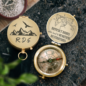 Engraved Compass - Hiking - To My Child - Difficult Roads Lead To Beautiful Destinations - Ukgpb16026