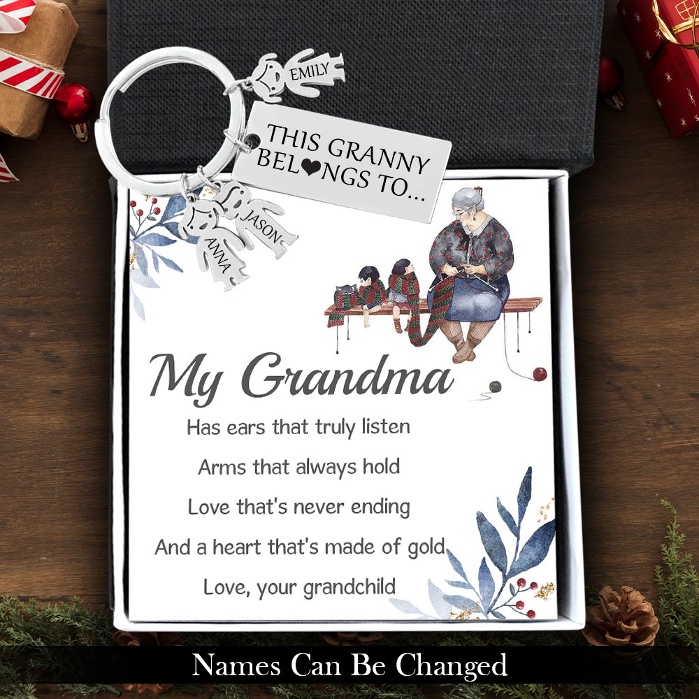 Personalised Kids Name Keychain - Family - To My Grandma - This Granny Belongs To - Ukgkza21001
