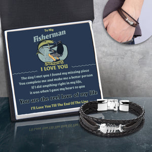 Fish Leather Bracelet - Fishing - To My Fisherman - I'll Love You Till The End Of The Line - Ukgbzp26005