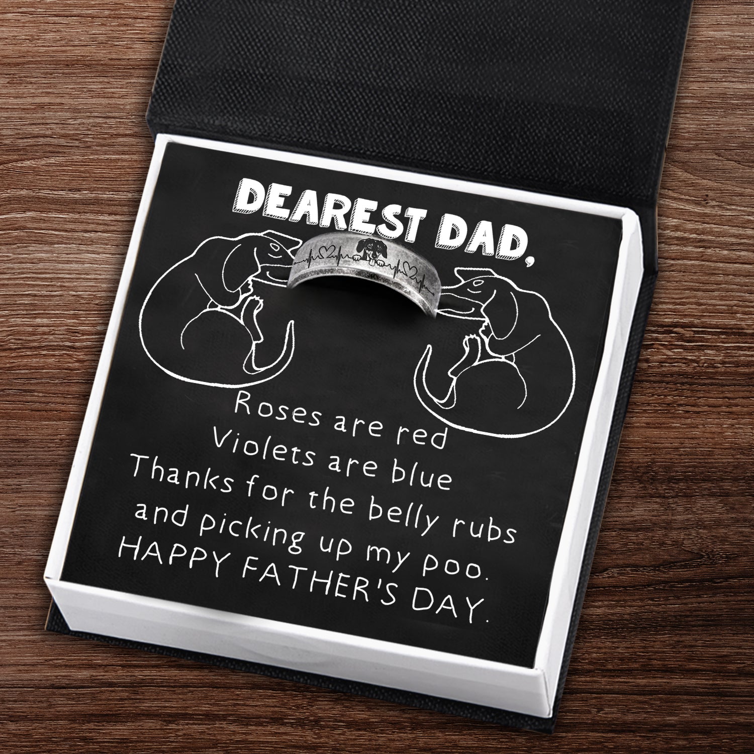 Steel Ring - Dachshund - Dearest Dad - Happy Father's Day - Ukgri26009