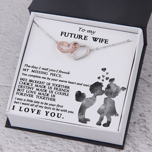 Personalised Interlocked Heart Necklace - To My Future Wife - You Complete Me By Your Warm Heart - Ukgnp25002 - Love My Soulmate
