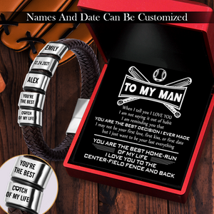 Personalised Leather Bracelet - Baseball - To My Man - You Are The Best Home-run Of My Life - Ukgbzl26015