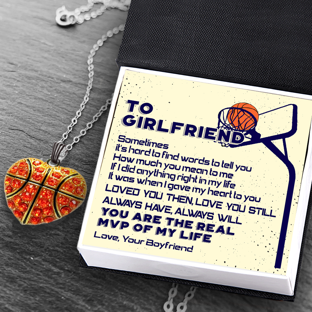 Basketball Heart Necklace - Basketball - To My Girlfriend - Sometimes It's Hard To Find Words To Tell You - Ukgndt13001