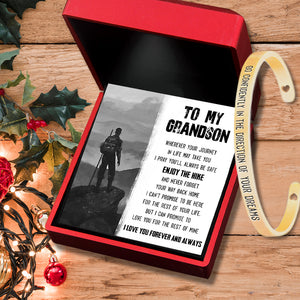 Cuff Bracelet - Hiking - To My Grandson - I Can Promise To Love You For The Rest Of Mine - Ukgbzf22001