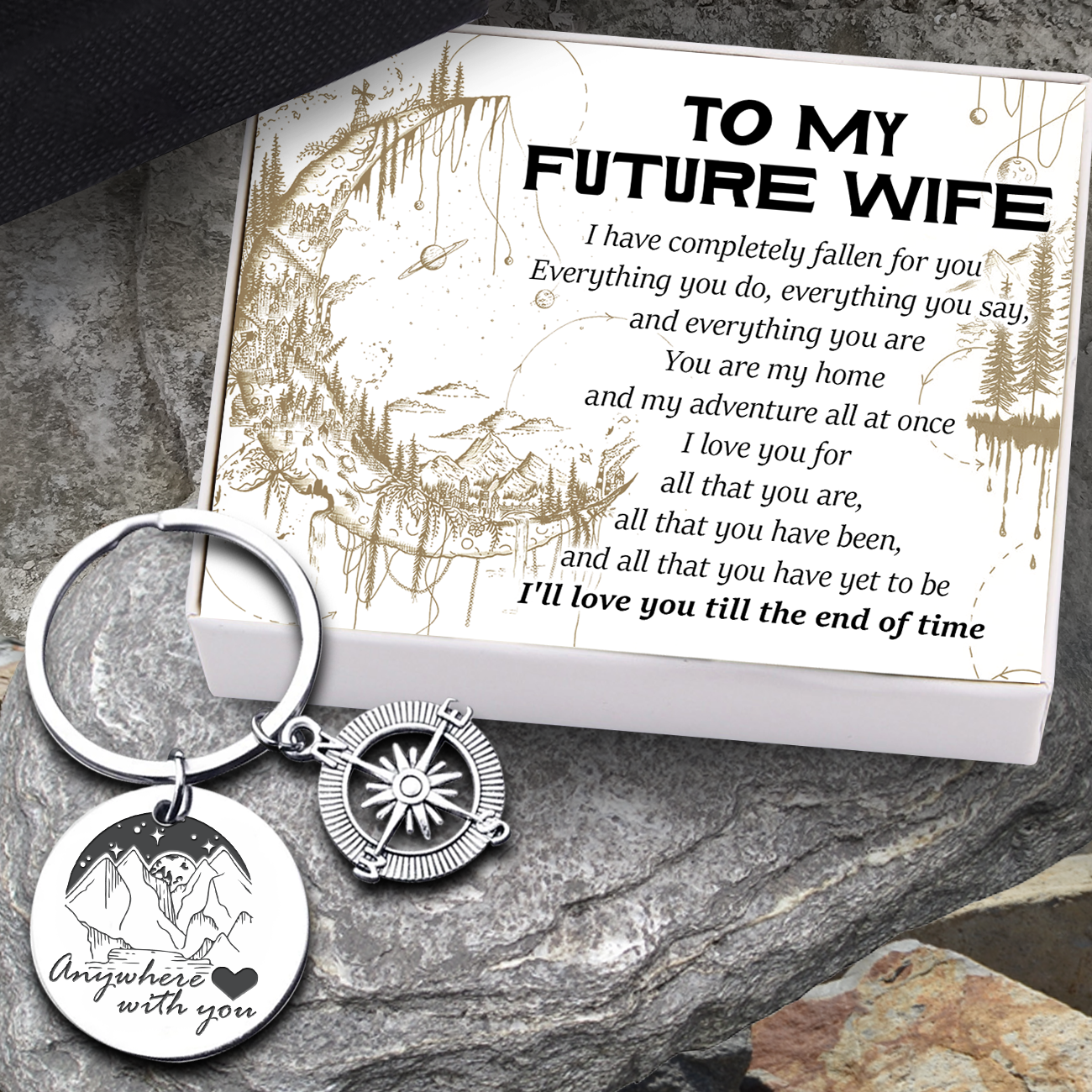 Compass Keychain - Hiking - To My Future Wife - I'll Love You Till The End Of Time - Ukgkw25001