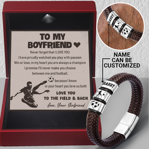 Personalised Leather Bracelet - Football - To My Boyfriend - Love You To The Field & Back - Ukgbzl12011