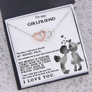 Personalised Interlocked Heart Necklace - To My Girlfriend - You Complete Me By Your Warm Heart - Ukgnp13002 - Love My Soulmate