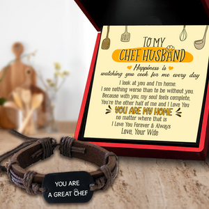 Leather Cord Bracelet - Cooking - To My Husband - You Are A Great Chef - Ukgbr14004