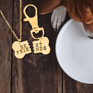 Dog Bone Necklace & Keychain Set - Dog - Dearest Dad - You're My Favorite Face To Lick - Ukgkeh18001