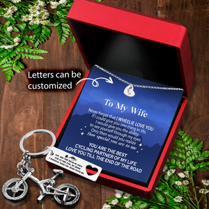 Personalised Heart Necklace Silver Bicycle Keychain Set - Cycling - To My Wife - You Are My Home - Ukgnfo15002