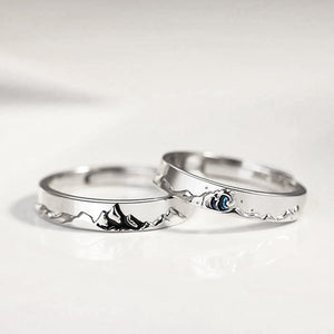 Mountain Sea Couple Promise Ring - Adjustable Size Ring  - Family - To My Man - I Love You - Ukgrlj26001