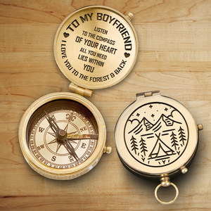 Engraved Compass - Camping - To My Boyfriend - I Love You To The Forest And Back - Ukgpb12003