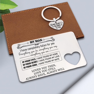 Wallet Card Insert And Heart Keychain Set - Family - To My Man - In Your Heart, I Have Found My Love - Ukgcb26005