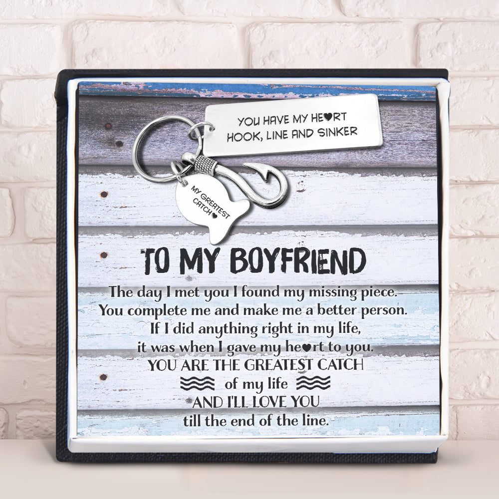 Fishing Hook Keychain - To My Boyfriend - You Have My Heart - Ukgku12002 - Love My Soulmate