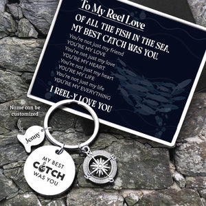 Personalised Fishing Compass Keychain - Fishing - To My Reel Love - My Best Catch Was You - Ukgkwb13003