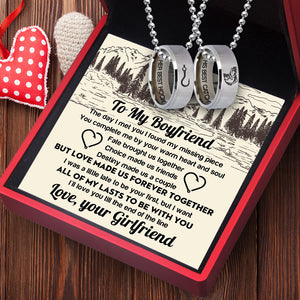 Couple Ring Necklaces - Fishing - To My Boyfriend - I'll Love You Till The End Of The Line - Ukgndx12001