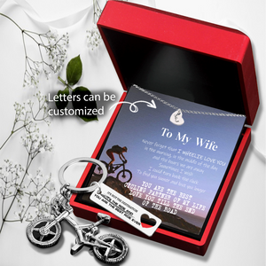 Personalised Heart Necklace Silver Bicycle Keychain Set - Cycling - To My Wife - I Love You - Ukgnfo15001