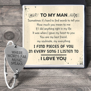Guitar String Bracelet - To My Man - I Find Pieces Of You In Every Song I Listen To - Ukgbaj26001