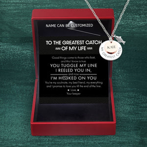 Personalised Fishing Double Round Pendants Necklace - Fishing - To The Greatest Catch - I Reeled You In - Ukgngb13004