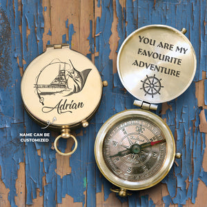 Personalised Engraved Compass - Fishing - To My Man - You Are My Favourite Adventure - Ukgpb26034