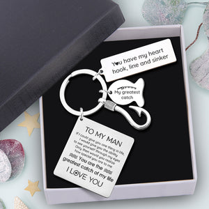 Fish Hook Keyring - Fishing - To My Man - You Are The Greatest Catch Of My Life - Ukgkzu26001