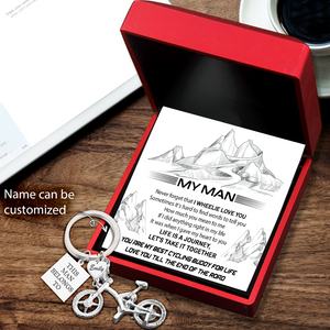 Personalised Silver Bicycle Keychain - Cycling - To My Man - Life Is A Journey - Ukgkca26003