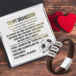 Leather Bracelet - Football - To My Grandson - Never Forget How Much I Love You - Ukgbzl22009