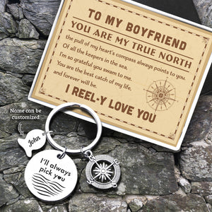 Personalised Fishing Compass Keychain - Fishing - To My Boyfriend - You Are My True North - Ukgkwb12001