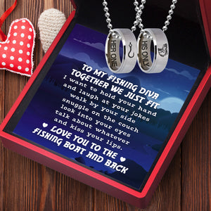 Fishing Ring Couple Necklaces - Fishing - To My Fishing Diva - Love You To The Fishing Boat And Back - Ukgndx13007