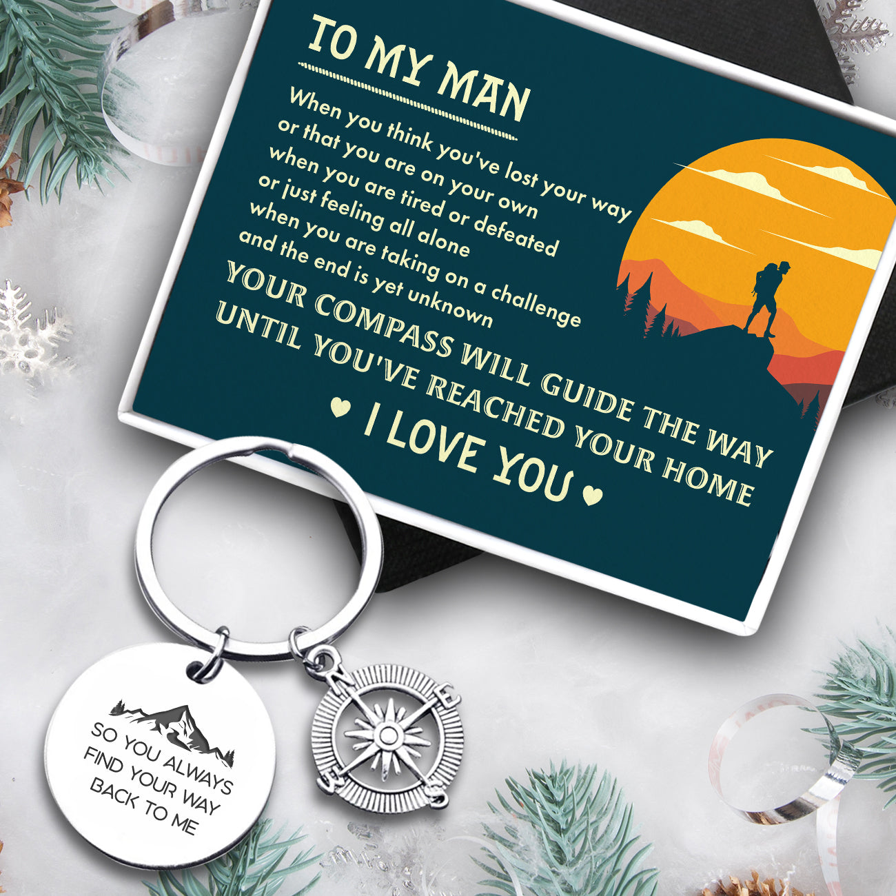 Compass Keychain - Travel - To My Man - So You Always Find Your Way Back To Me - Ukgkw26008