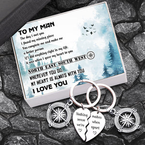Compass Puzzle Keychains - Travel - To My Man - Wherever You Go - Ukgkdf26001