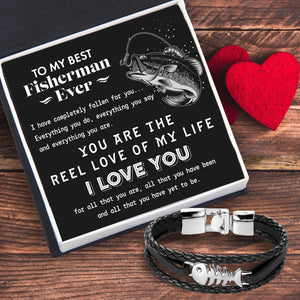 Fish Leather Bracelet - Fishing - To My Best Fisherman Ever - You Are The Reel Love Of My Life - Ukgbzp26001