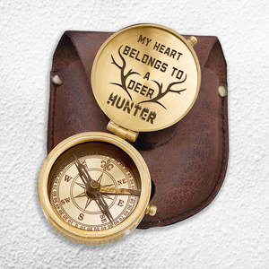Engraved Compass - Hunting - To My Man - My Heart Belongs To A Deer Hunter  - Ukgpb26090