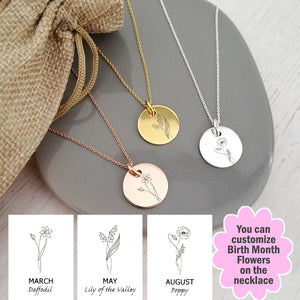 Personalised Birth Month Floral Necklace - Family - To My Granddaughter - I Love You - Ukgnev23002