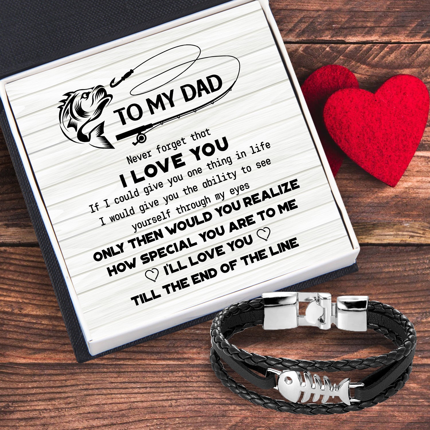 Fish Leather Bracelet - Fishing - To My Dad - How Special You Are To Me - Ukgbzp18001 Black / Standard Box