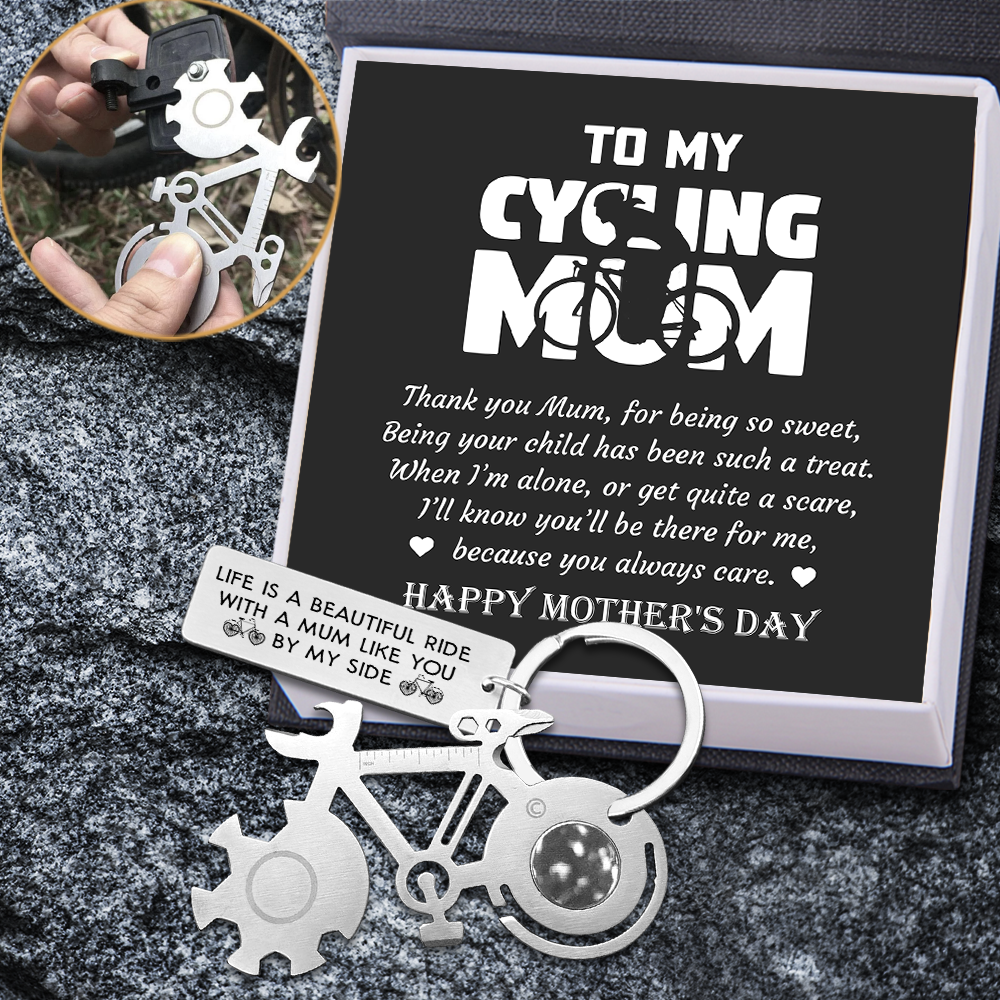 Bike Multitool Repair Keychain - Cycling - To My Mum - Life Is A Beautiful Ride With A Mum Like You By My Side - Ukgkzn19002