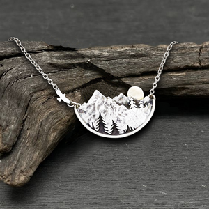 Retro Mountain Necklace - Hiking - To The Love Of My Life - I Love You To The Mountains And Back - Ukgnnh13003