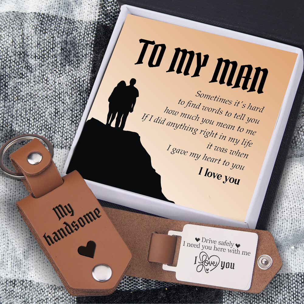 Message Leather Keychain - Family - To My Man - How Much You Mean To Me - Ukgkeq26002