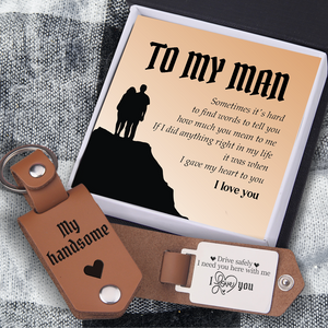 Message Leather Keychain - Family - To My Man - How Much You Mean To Me - Ukgkeq26002