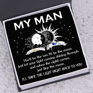 Sun Moon Couple Promise Ring - Adjustable Size Ring - Family - To My Man - I'll Shine The Light Right Back To You - Ukgrlk26002