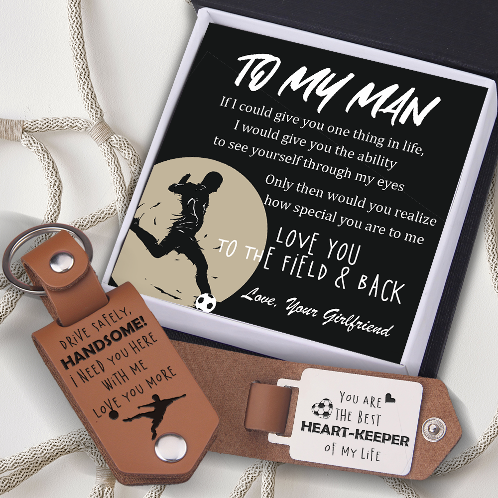 Message Leather Keychain - Football - To My Man - You Are The Best Heart-keeper Of My Life - Ukgkeq26005
