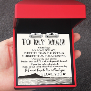 Mountain Sea Couple Promise Ring - Family - To My Man - I Never Have To Live Without You - Ukgrlj26011