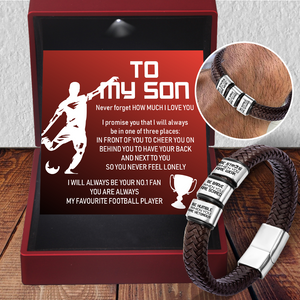 Leather Bracelet - Football - To My Son - Be Brave When You Are Scared - Ukgbzl16009