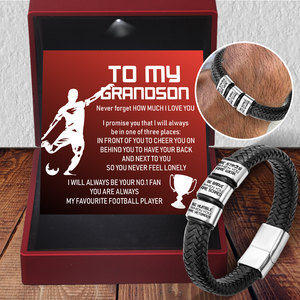 Leather Bracelet - Football - To My Grandson - Be Brave When You Are Scared - Ukgbzl22005