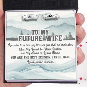Mountain Sea Couple Promise Ring - Adjustable Size Ring - Family - To My Future Wife - May My Heart Be Your Shelter - Ukgrlj25003