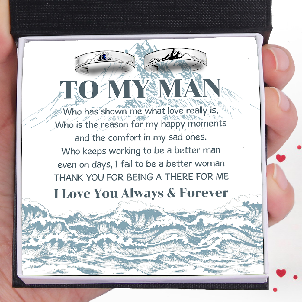 Mountain Sea Couple Promise Ring - Adjustable Size Ring - Family - To My Man - I Love You Always & Forever - Ukgrlj26009