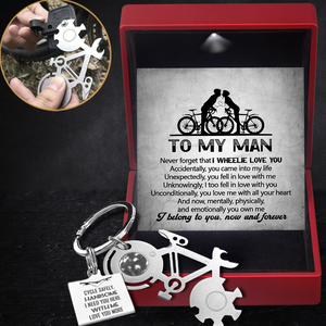 Bike Multi-tool Square Keychain - Cycling - To My Man - I Belong To You, Now And Forever - Ukgkzz26007