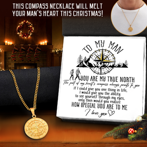 Men Compass Necklace - Hiking - To My Man - You Are My True North - Ukgnnw26002